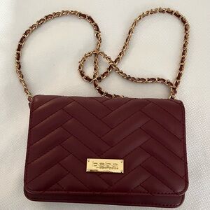 Bebe Sophia Burgundy Quilted Crossbody Bag